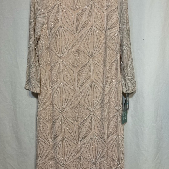 JH EVENINGS FORMAL LIGHT PEACH / PINKISH WITH SILVER METALIC DRESS SIZE 16 NWT - Picture 3 of 15